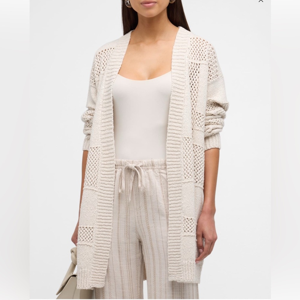 Splendid Cream Open-Knit Long Cardigan